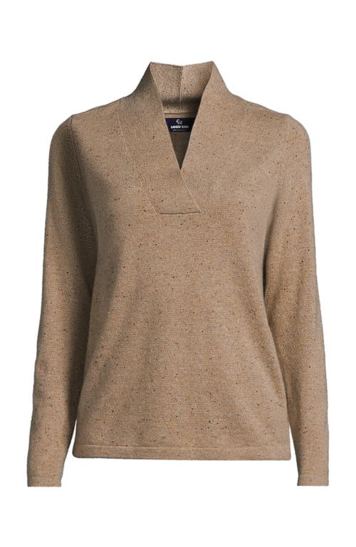 Shop Lands' End Cashmere Shawl Neck Sweater In Vicuna Heather Donegal