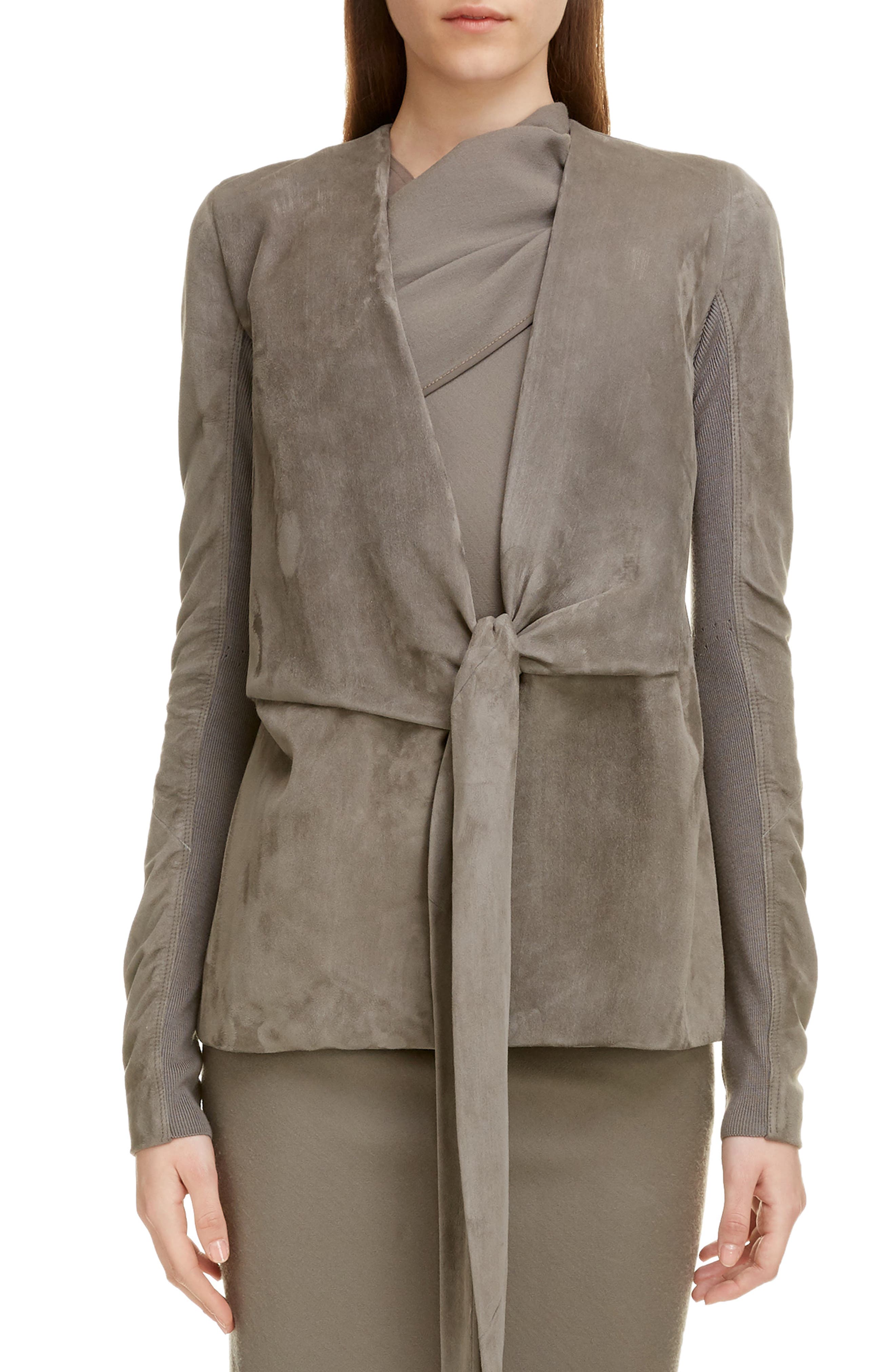 suede wrap coat