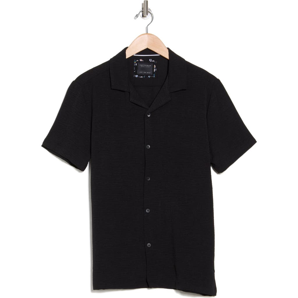 Shop Cactus Man Textured Short Sleeve Shirt In Black