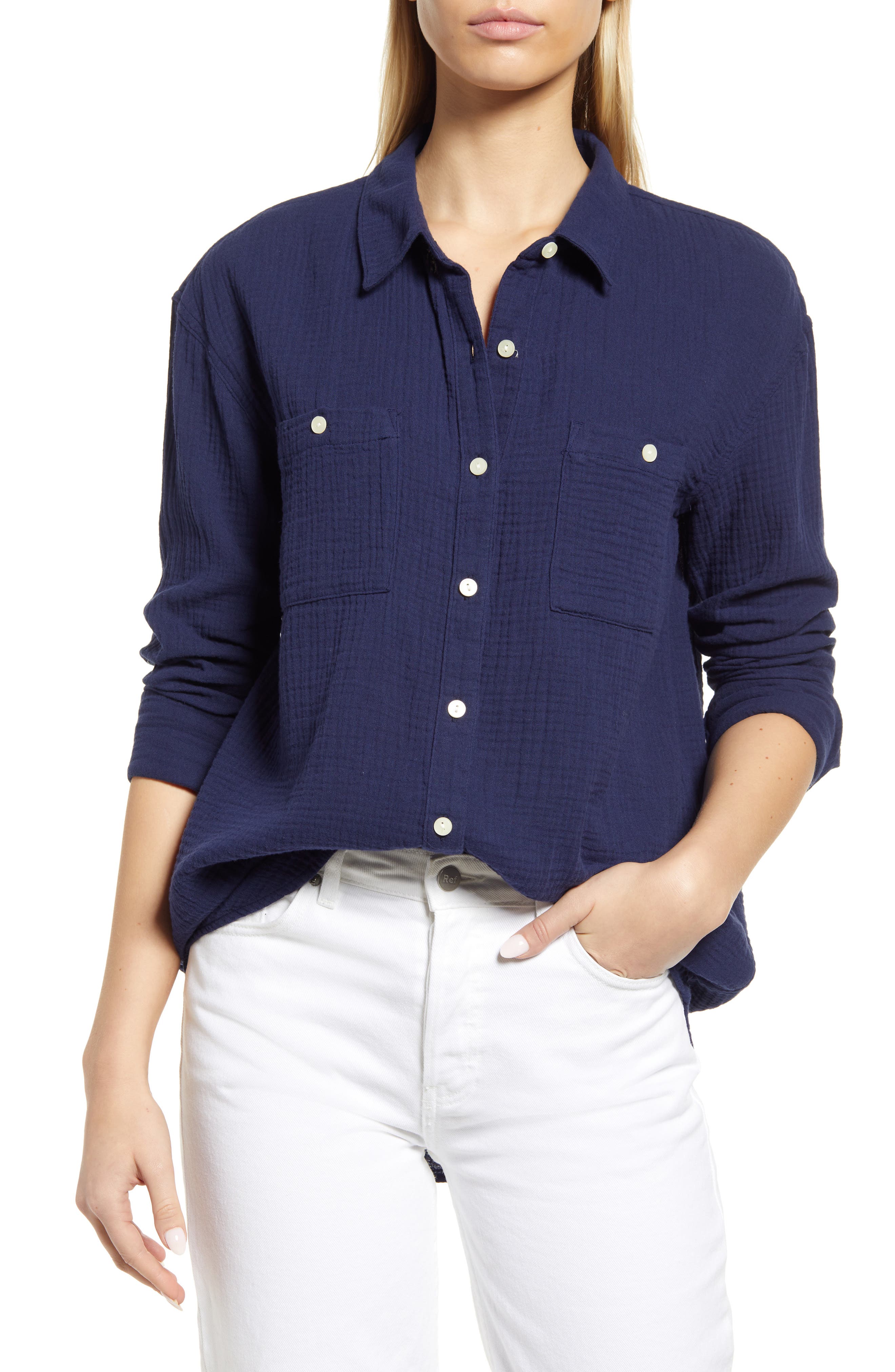 navy blue shirt womens | Nordstrom