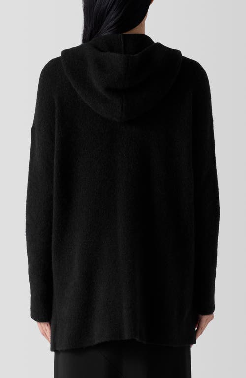 Shop Eileen Fisher Cashmere Blend Hooded Cardigan In Black