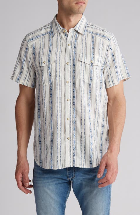 Lucky Brand Men's Short Sleeve Linen Pocket Crew Neck Shirt, Casual &  Dress Button Down Shirts