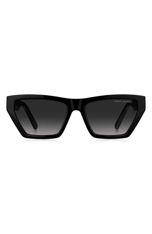 Shop Marc Jacobs 55mm Gradient Cat Eye Sunglasses In Black/grey Shaded