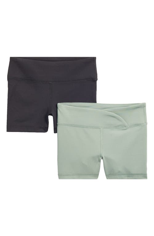 Shop 90 Degree By Reflex Kids' Crossover 2-pack Assorted Bike Shorts In Lily Pad/black