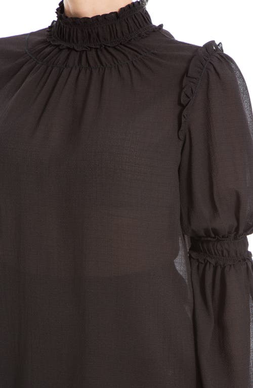 Max Studio Mock Neck Long Sleeve Top In Black