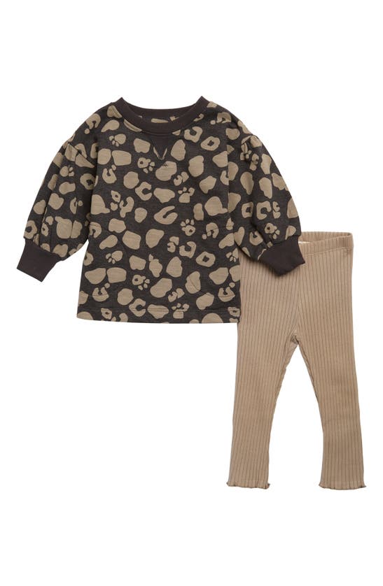 JESSICA SIMPSON KIDS' LEOPARD PRINT TOP & RIB KNIT LEGGINGS SET