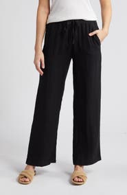 Caslon® Drawstring Straight Leg Linen Pants