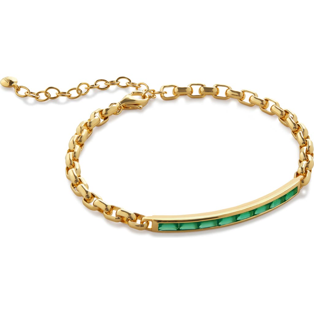 Monica Vinader Mini Baguette Green Onyx Bracelet In 18ct Gold Vermeil/green Onyx