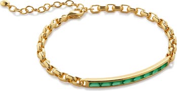 Monica Vinader Mini Baguette Green Onyx Bracelet