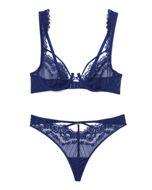 Shop Adore Me Liliana Unlined Plunge Bra In Dark Blue