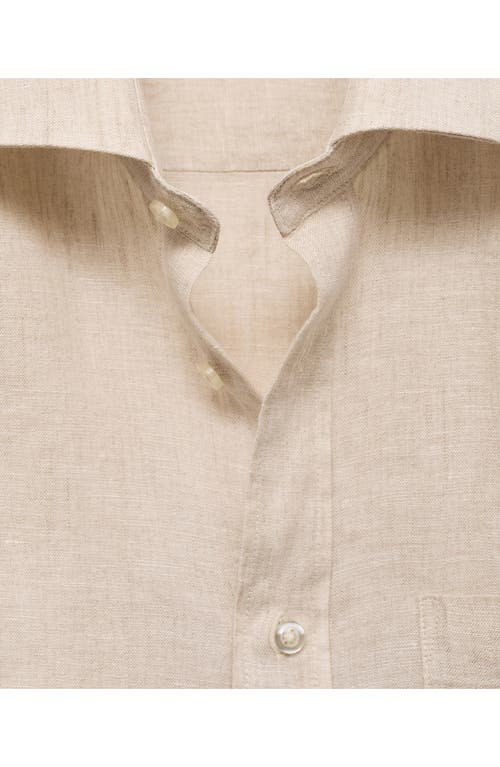 Shop Mango Linen Shirt In Sand