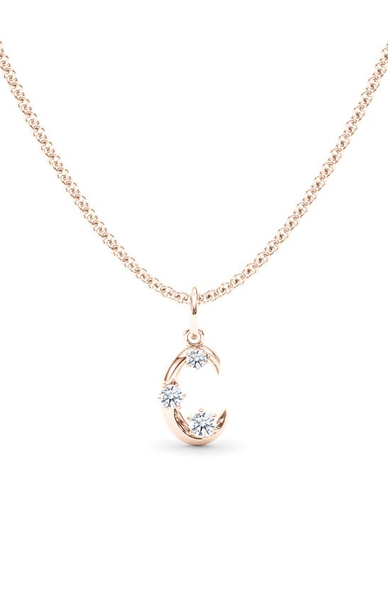 Hautecarat Graduated Lab-created Diamond Initial Letter Pendant Necklace In C - 18k Rose Gold