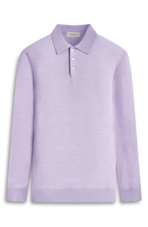 Shop Bugatchi Bird's Eye Jacquard Merino Wool & Silk Polo Sweater In Lilac