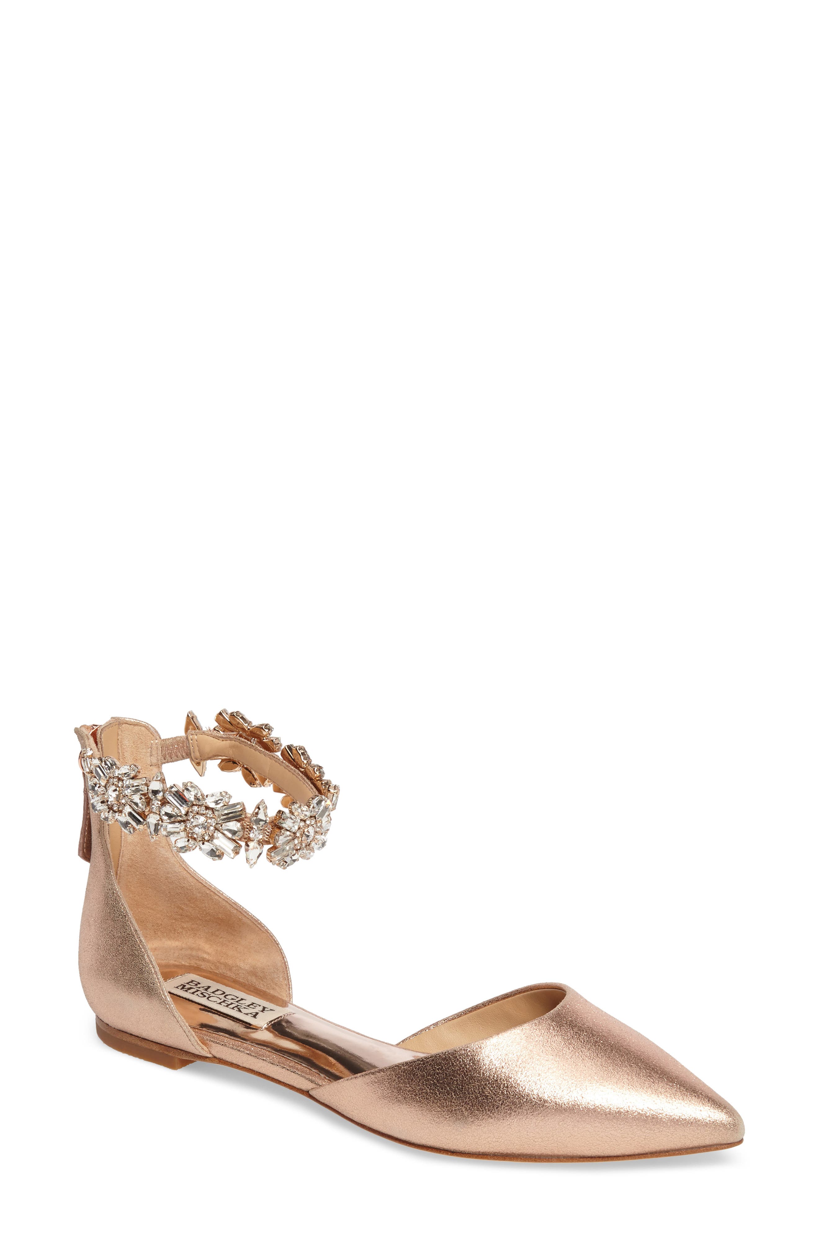 badgley mischka morgen ankle strap flat