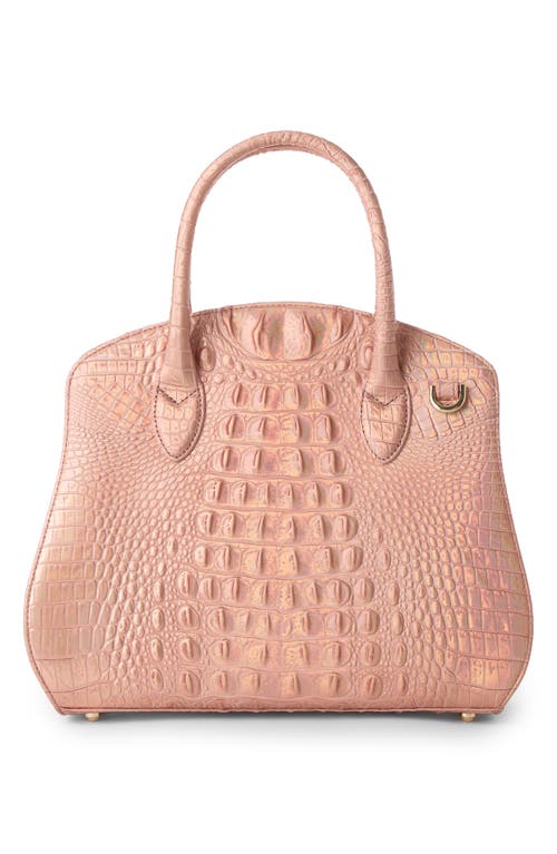 Brahmin Rosetta Croc Embossed Leather Satchel In Rose Gold
