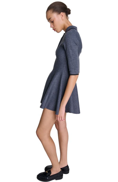 Shop Maje Short Knit Dress In Anthracite Grey