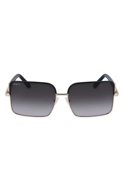 Shop Ferragamo 60mm Gradient Rectangular Sunglasses In Gold/black