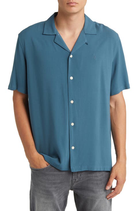 BDG Bandana Print Linen Short Sleeve Button-Down Shirt in 2023