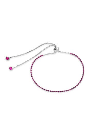 Sterling Forever Fuchsia Cz Slider Bracelet In Rose Gold
