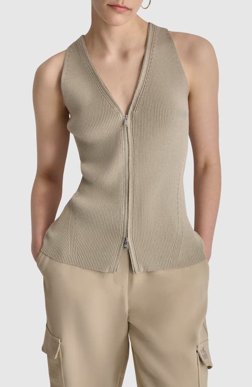 Shop Dkny Front Zip Sweater Vest In Trench