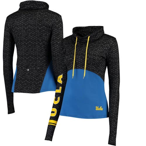 Women's Colosseum Black/Blue UCLA Bruins Scaled Cowl Neck Pullover Hoodie