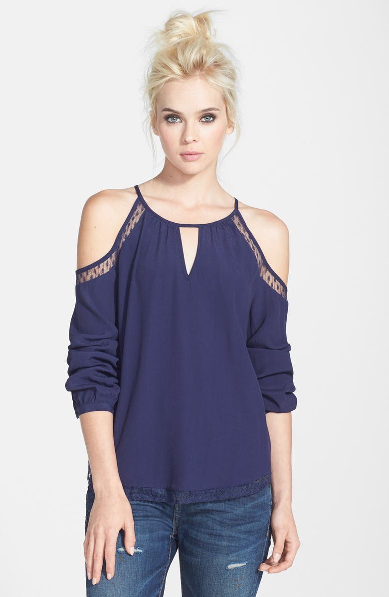 ASTR Cold Shoulder Silk Blend Top | Nordstrom