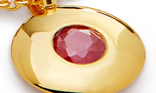 Monica Vinader July Birthstone Ruby Pendant Necklace In 18k Gold Vermeil/july