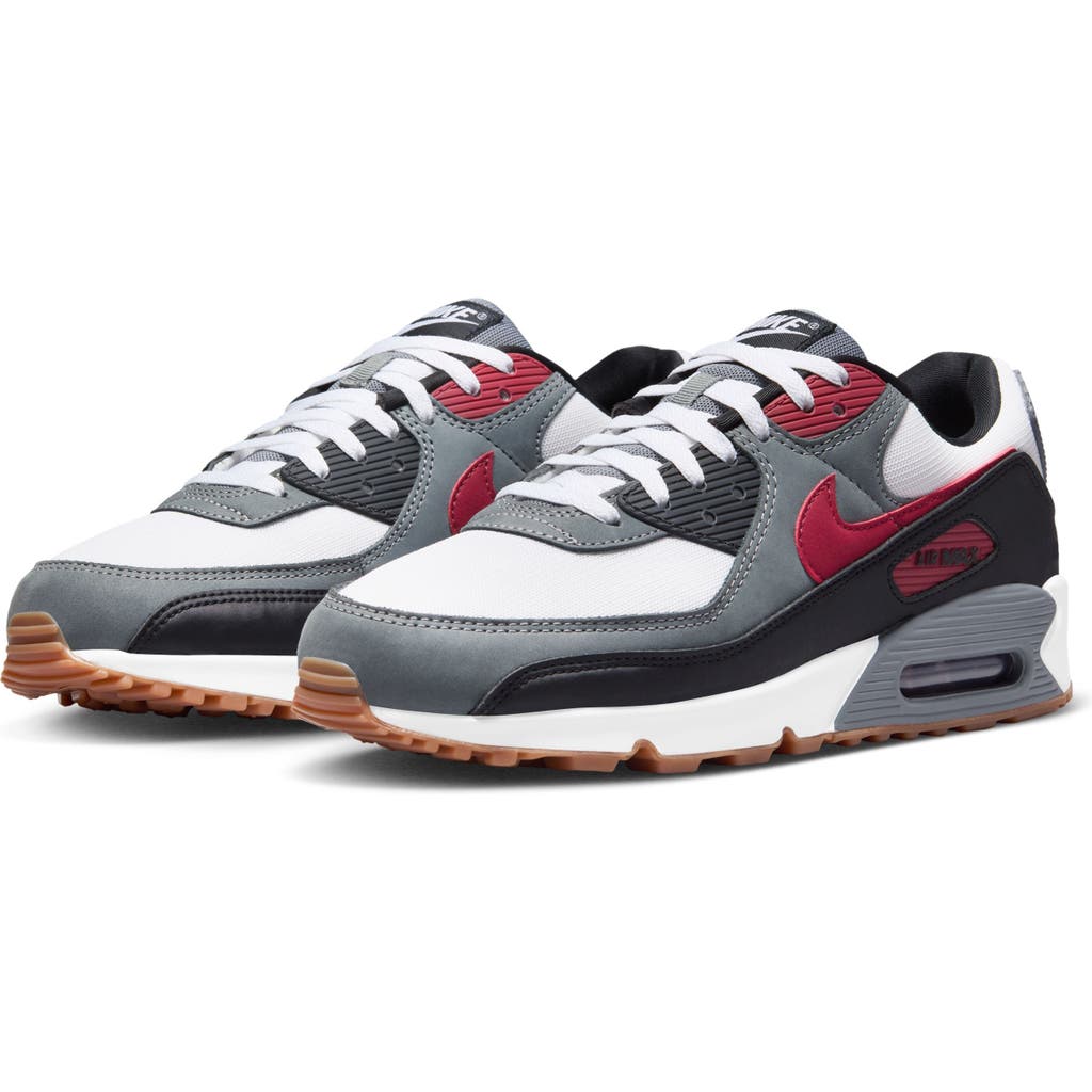 Nike Air Max 90 Sneaker In White/team Red/cool Grey