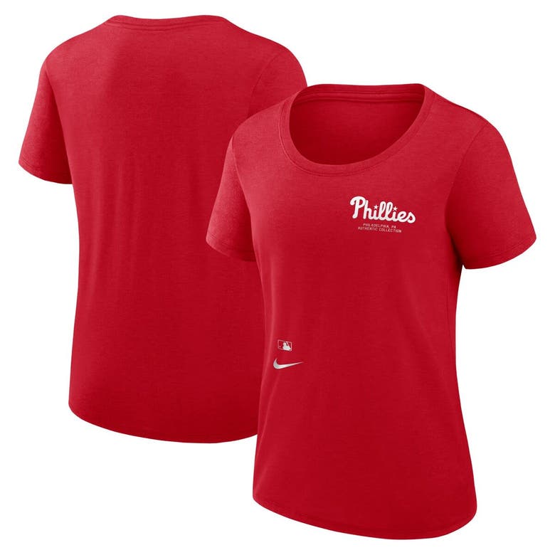 Shop Nike Red Philadelphia Phillies Authentic Collection Performance Scoop Neck T-shirt