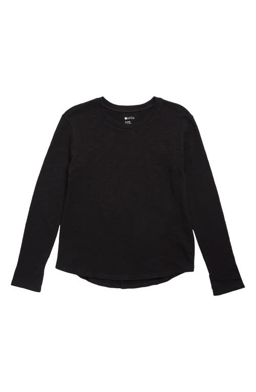 zella Kids' Garment Dye Long Sleeve Studio T-Shirt in Black
