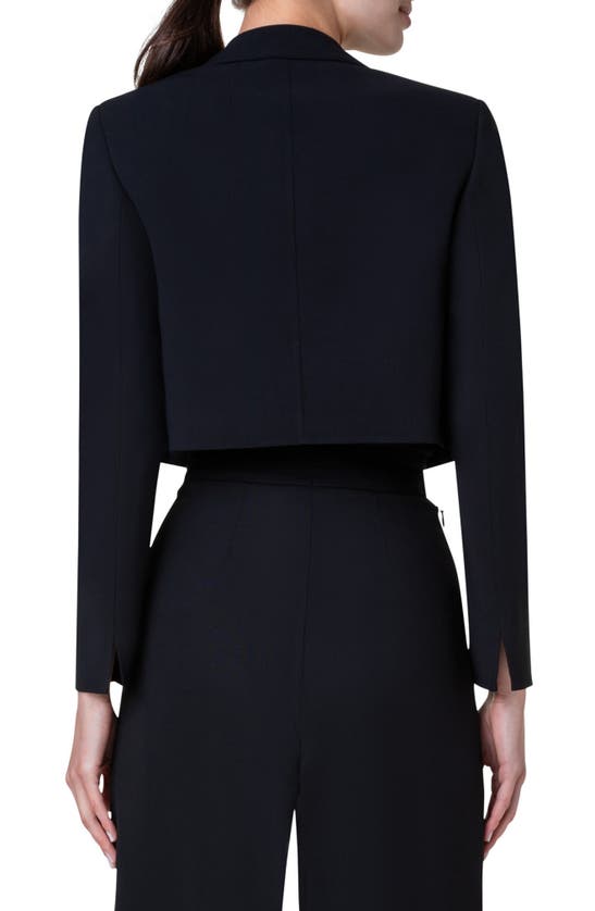 Akris Wool-blend Cropped Blazer Jacket In Black