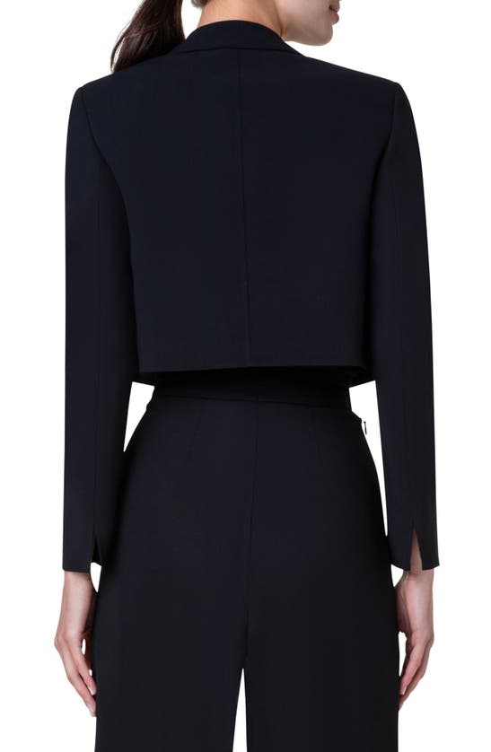 Shop Akris Gian Open Front Double Face Crop Jacket In Black