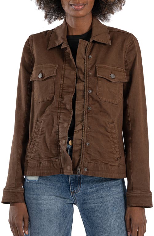 Shop Kut From The Kloth Amanda Boxy Twill Jacket In Chocolate