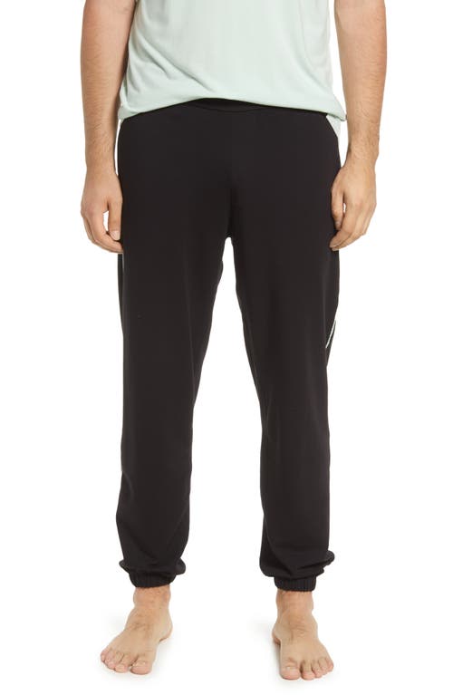 BEDFELLOW Men's Jogger Pajama Pants in Black With Mint Piping