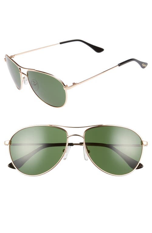 Orville 58mm Mirrored Aviator Sunglasses in Gold/Green