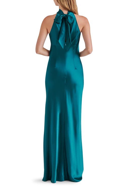 Steve Madden Lara Satin Bias Cut Maxi Dress In Deep Teal