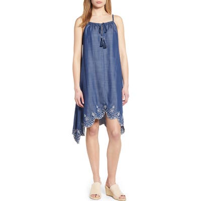 Tommy Bahama Chambray All Day Embroidered Sundress, Blue
