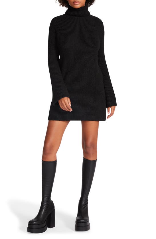 Steve Madden Abbie Womens Knit Short Sweaterdress In Black