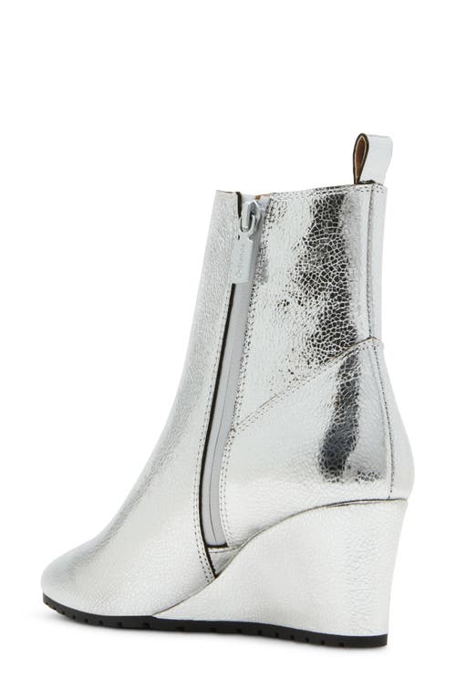 Shop Blondo Veena Waterproof Wedge Bootie In Silver Leather