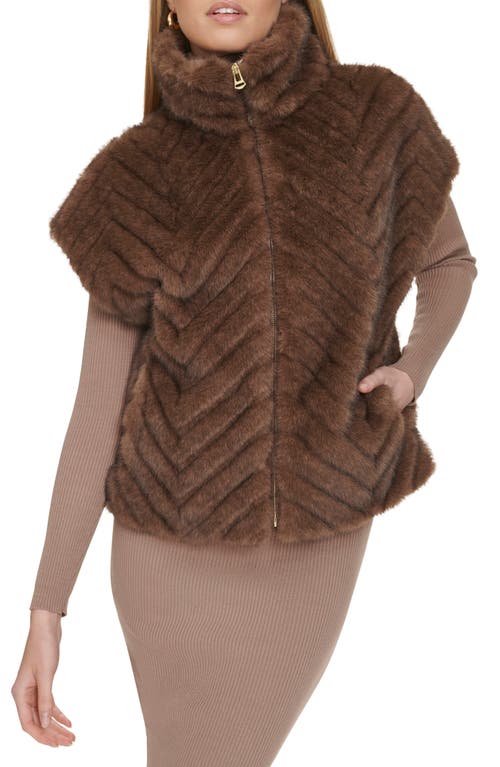 Shop Cole Haan Signature Chevron Faux Fur Vest In Taupe