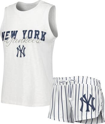 Women's Concepts Sport White New York Yankees Reel Pinstripe Tank Top & Shorts Sleep Set Size: 3XL