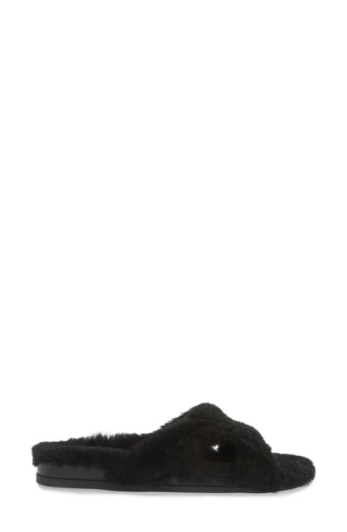 Shop Manolo Blahnik Chilpa Genuine Shearling Slide Sandal In Black