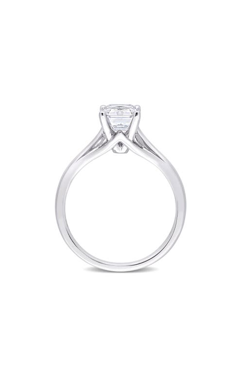 Delmar Emerald Cut Lab-created Moissanite Ring In White