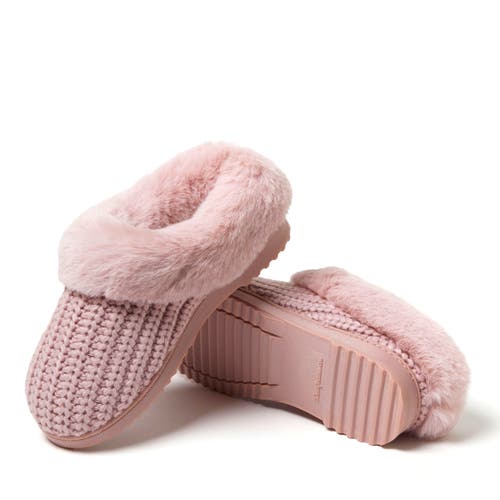 Dearfoams Women's Hannah Festive Knit Clog Slipper In Pale Mauve