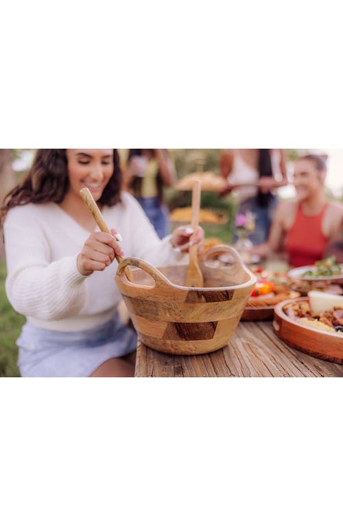 Picnic Time Ciotola Wood Salad Bowl & Servers In Brown
