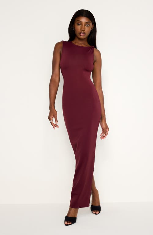 Shop Good American Scuba Knit Maxi Dress In Oxblood002