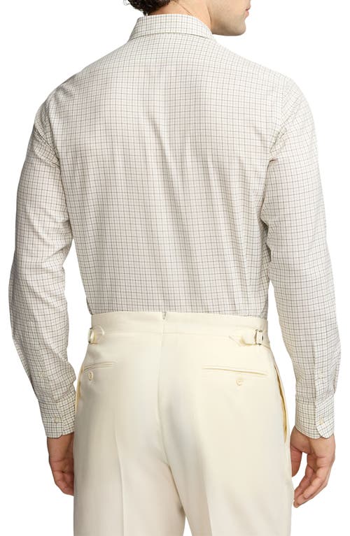 Shop Ralph Lauren Purple Label Mini Tattersall Cotton Button-up Shirt In Light Mel Grey Cream