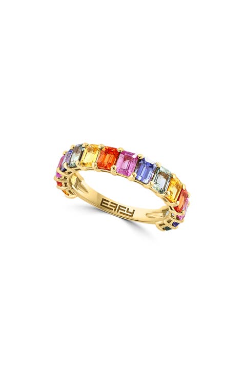 14K Yellow Gold & Multicolored Sapphire Ring
