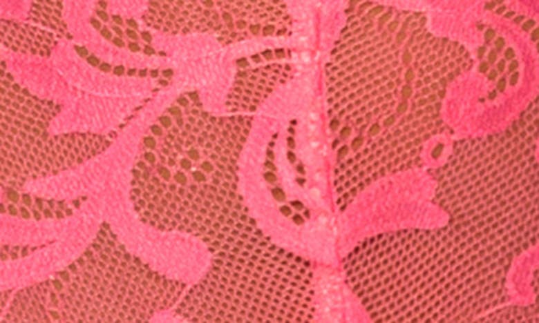 Shop Oh La La Cheri Genesis Strappy Lace Teddy & Garters In Raspberry