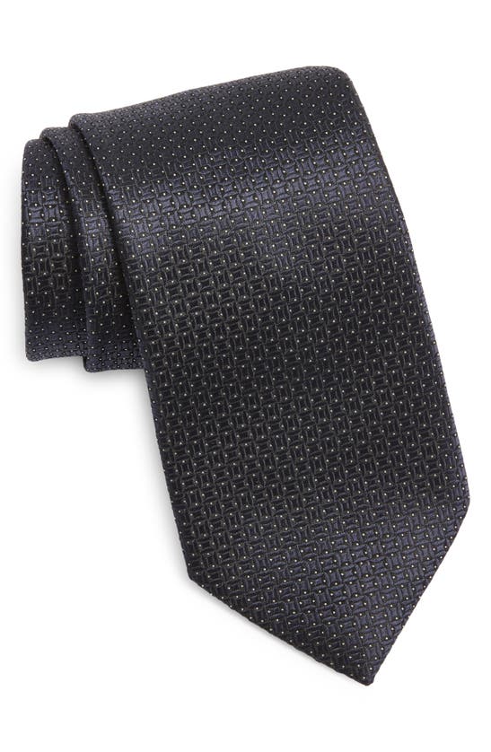 Shop Zegna Ties Fili Geometric Jacquard Mulberry Silk Tie In Navy